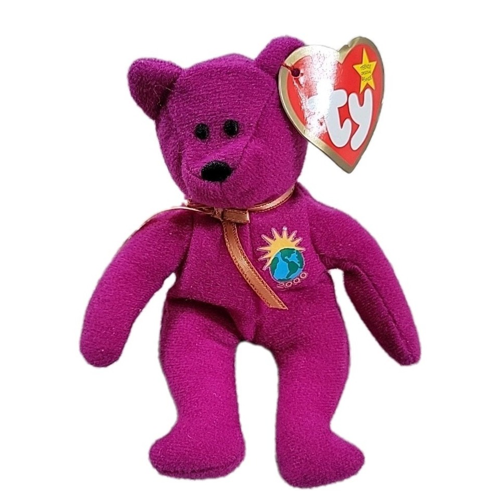 Ty Beanie Babies‎ Millennium Bear Plush Toy - Purple